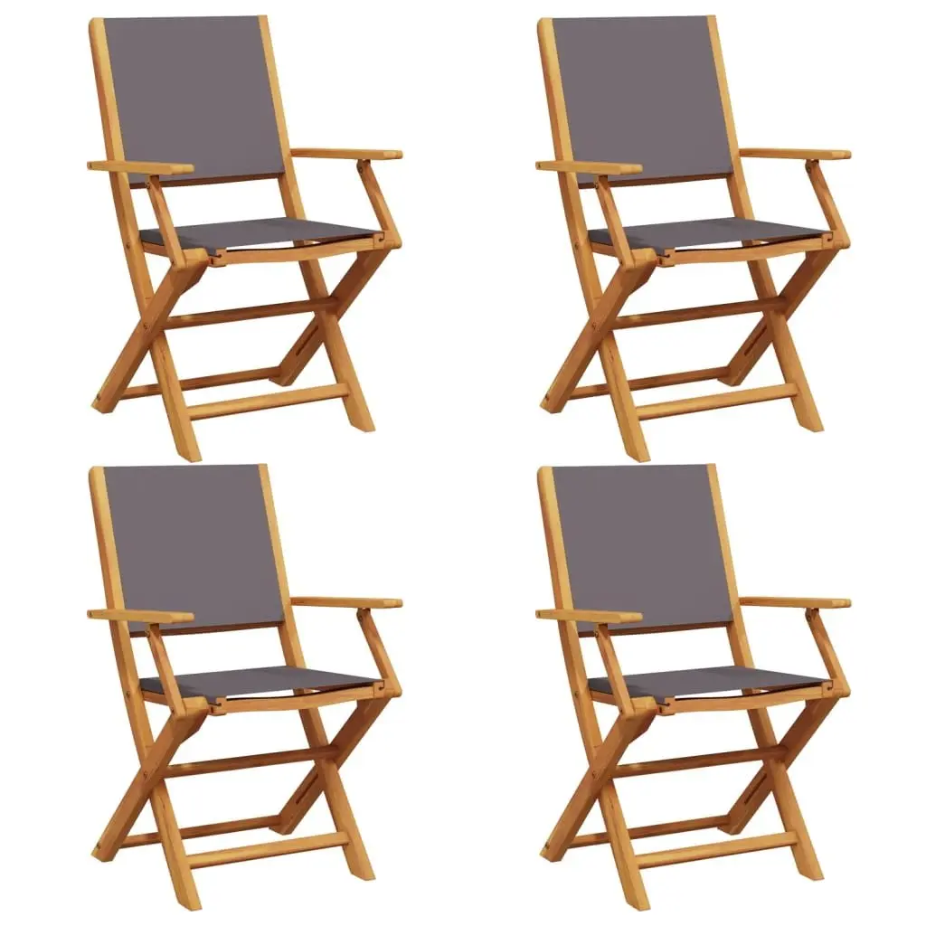Folding Garden Chairs 4 pcs Outdoor Seating Acacia Wood Anthracite Fabric