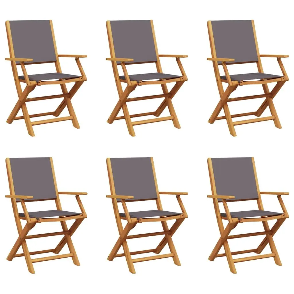 Folding Garden Chairs Set 6 Piece Solid Acacia Wood Anthracite Outdoor Seating