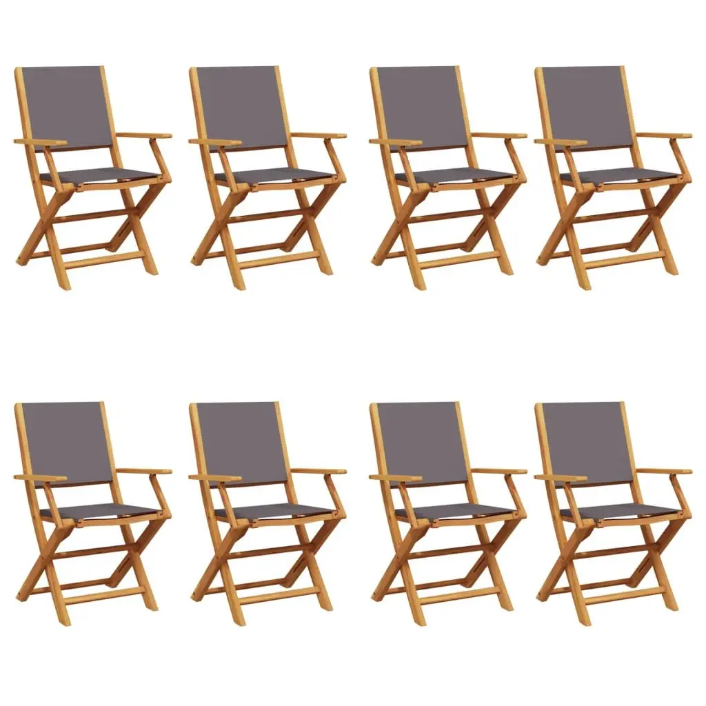 Folding Garden Chairs Set 8 Piece Solid Acacia Wood Anthracite Outdoor Seating