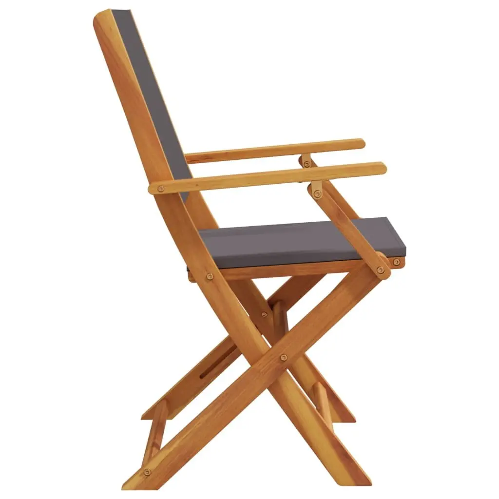 Folding Garden Chairs Set 8 Piece Solid Acacia Wood Anthracite Outdoor Seating