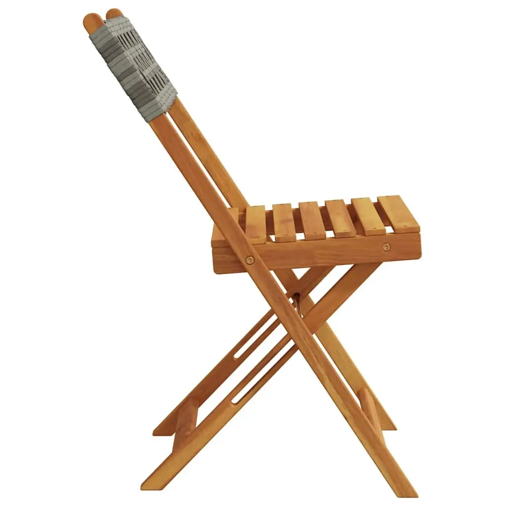 Folding Garden Chairs Set of 6 Grey Outdoor Seating with Wooden Armrests