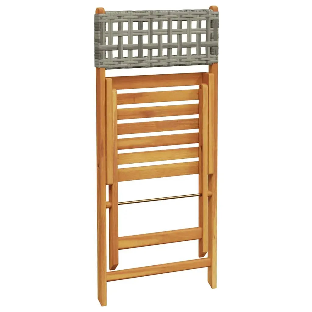 Folding Garden Chairs 8 Piece Grey Outdoor Seating Rattan and Solid Wood