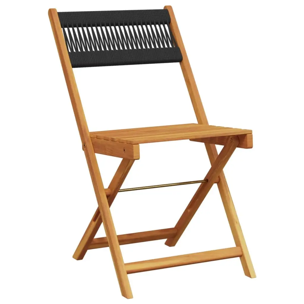 Outdoor Folding Garden Chairs Set of 8 Black Solid Acacia Wood Patio Seating