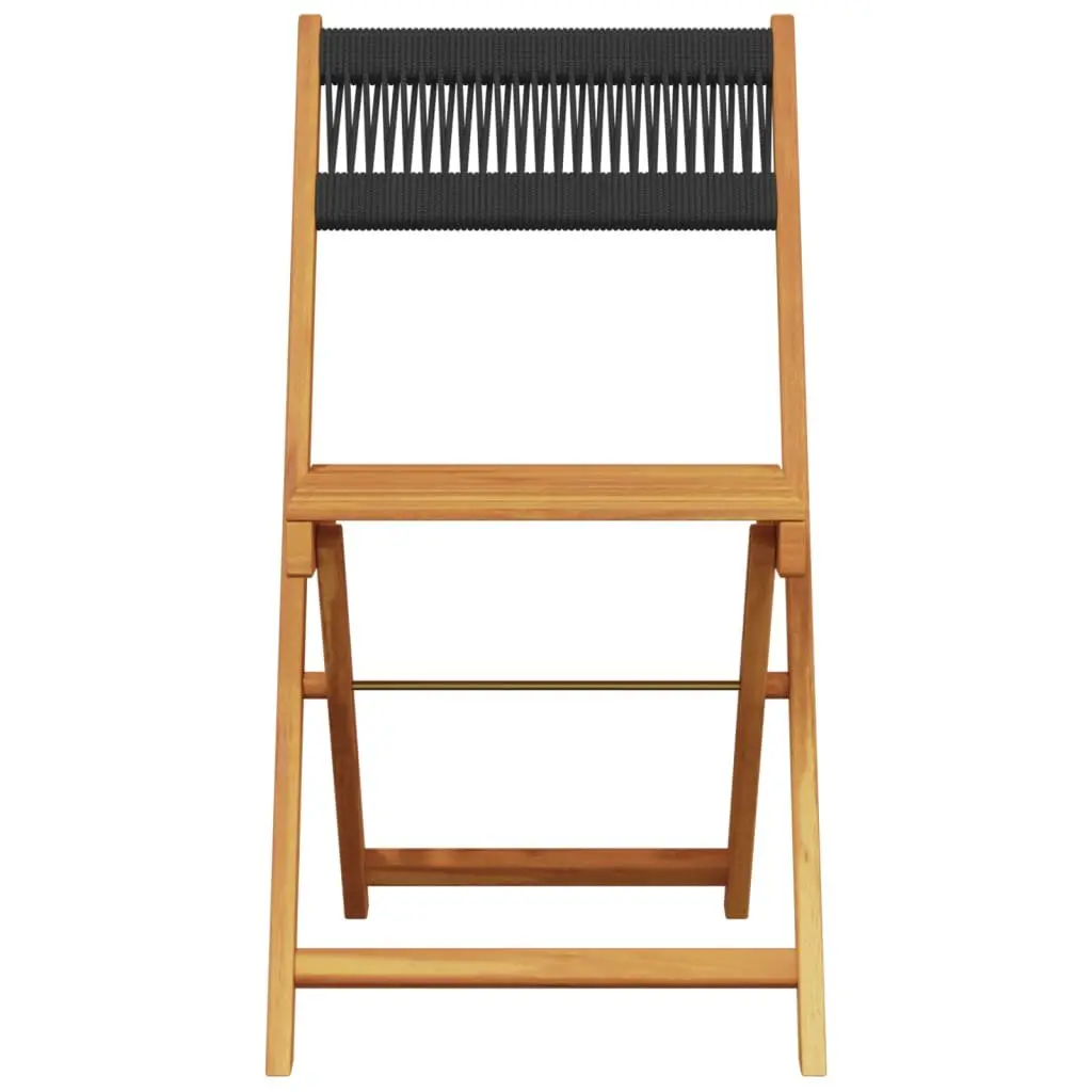 Outdoor Folding Garden Chairs Set of 8 Black Solid Acacia Wood Patio Seating