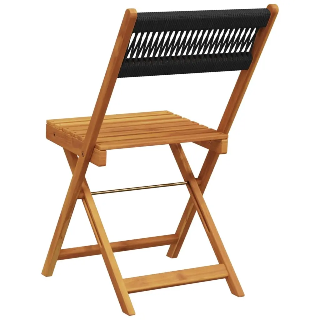 Outdoor Folding Garden Chairs Set of 8 Black Solid Acacia Wood Patio Seating