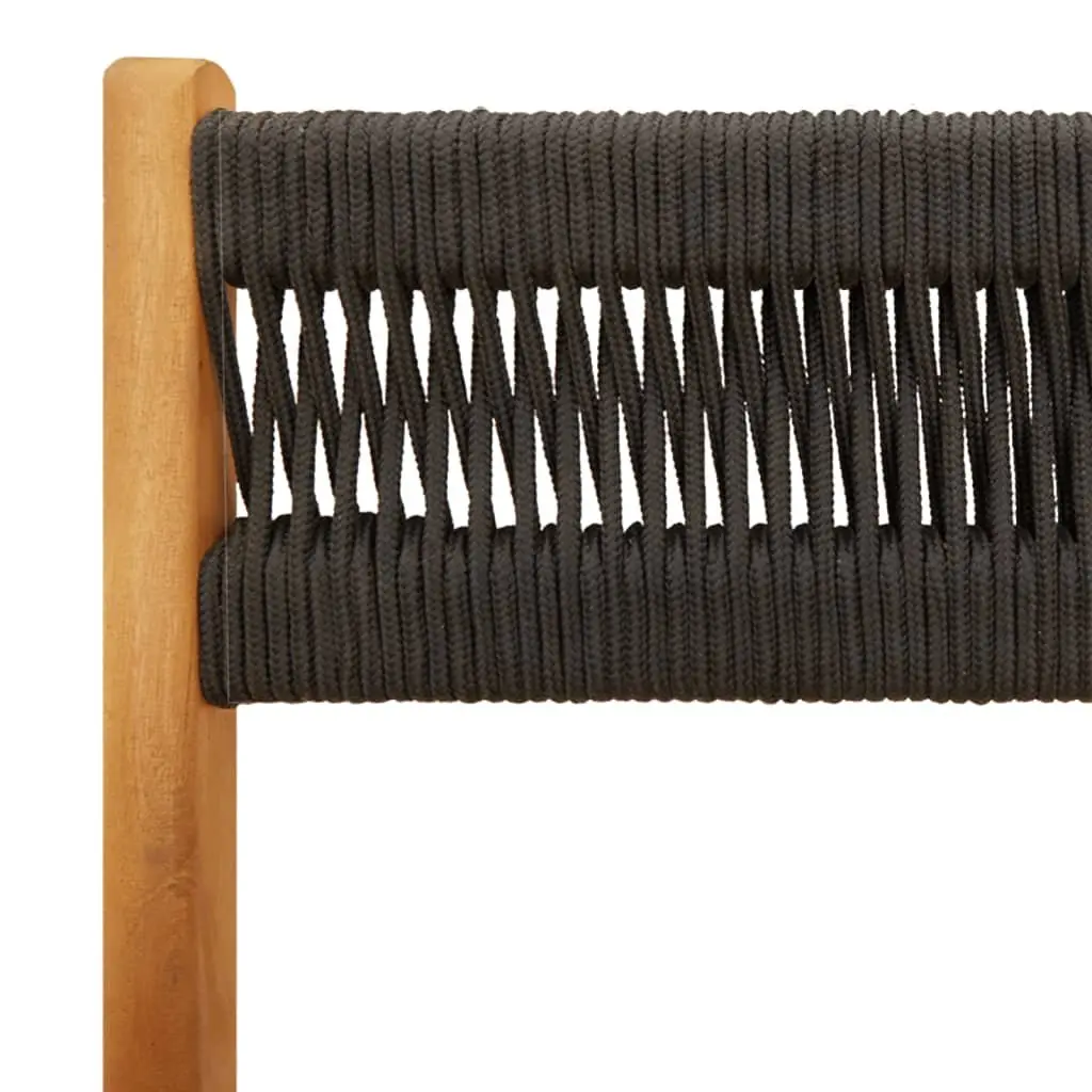 Outdoor Folding Garden Chairs Set of 8 Black Solid Acacia Wood Patio Seating