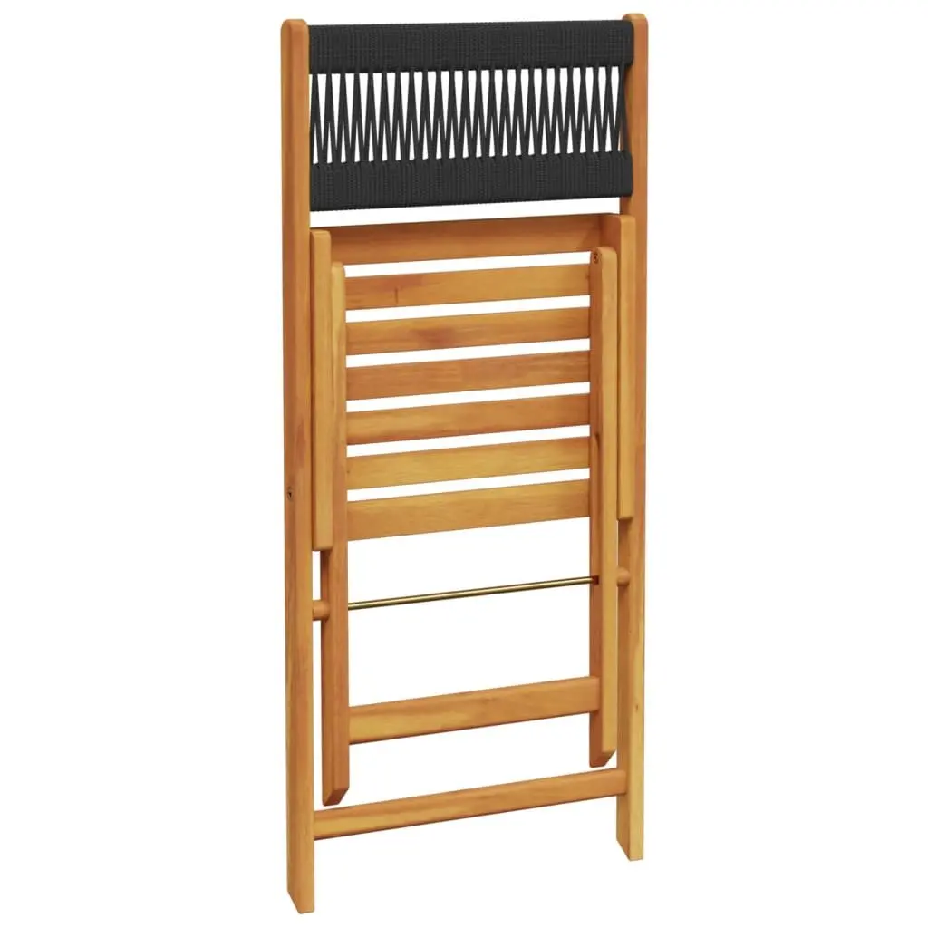 Outdoor Folding Garden Chairs Set of 8 Black Solid Acacia Wood Patio Seating
