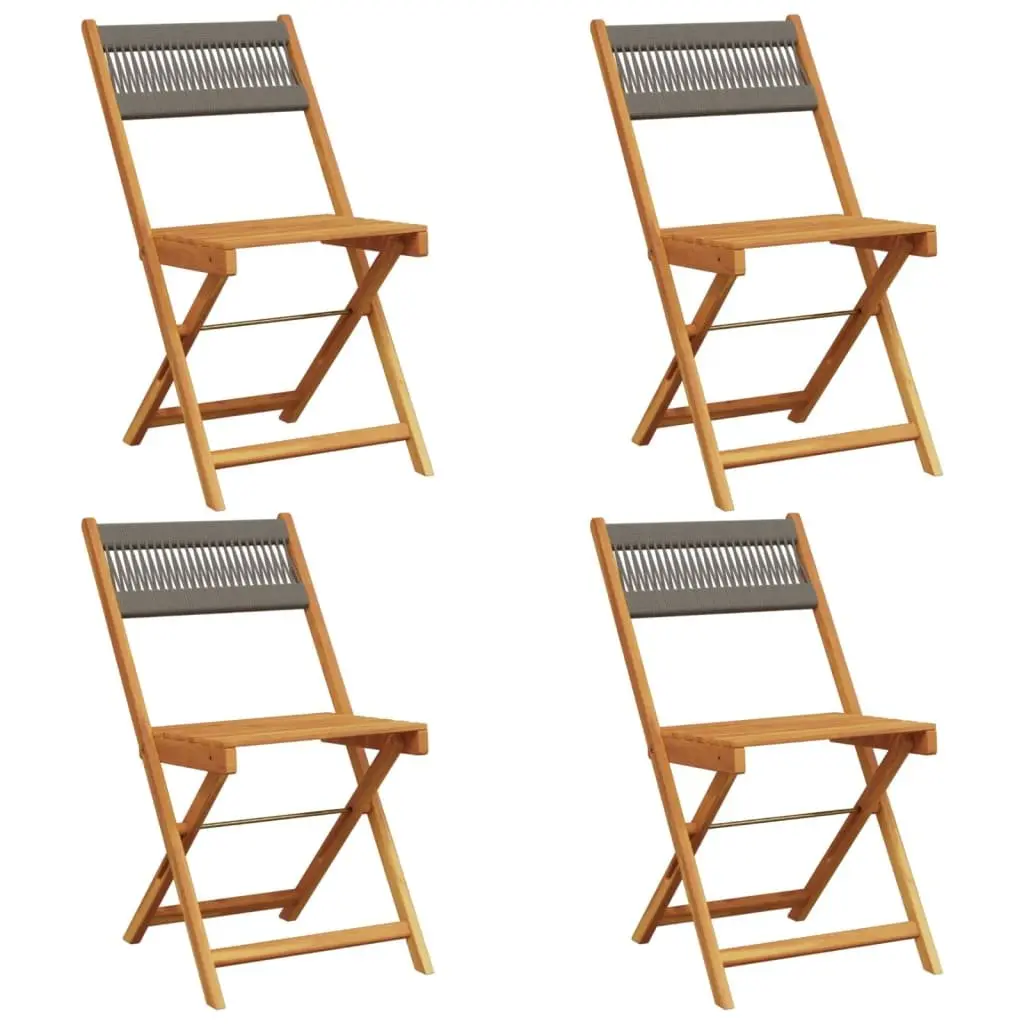 Folding Garden Chairs 4 pcs Grey Outdoor Seating Patio Furniture Acacia Wood
