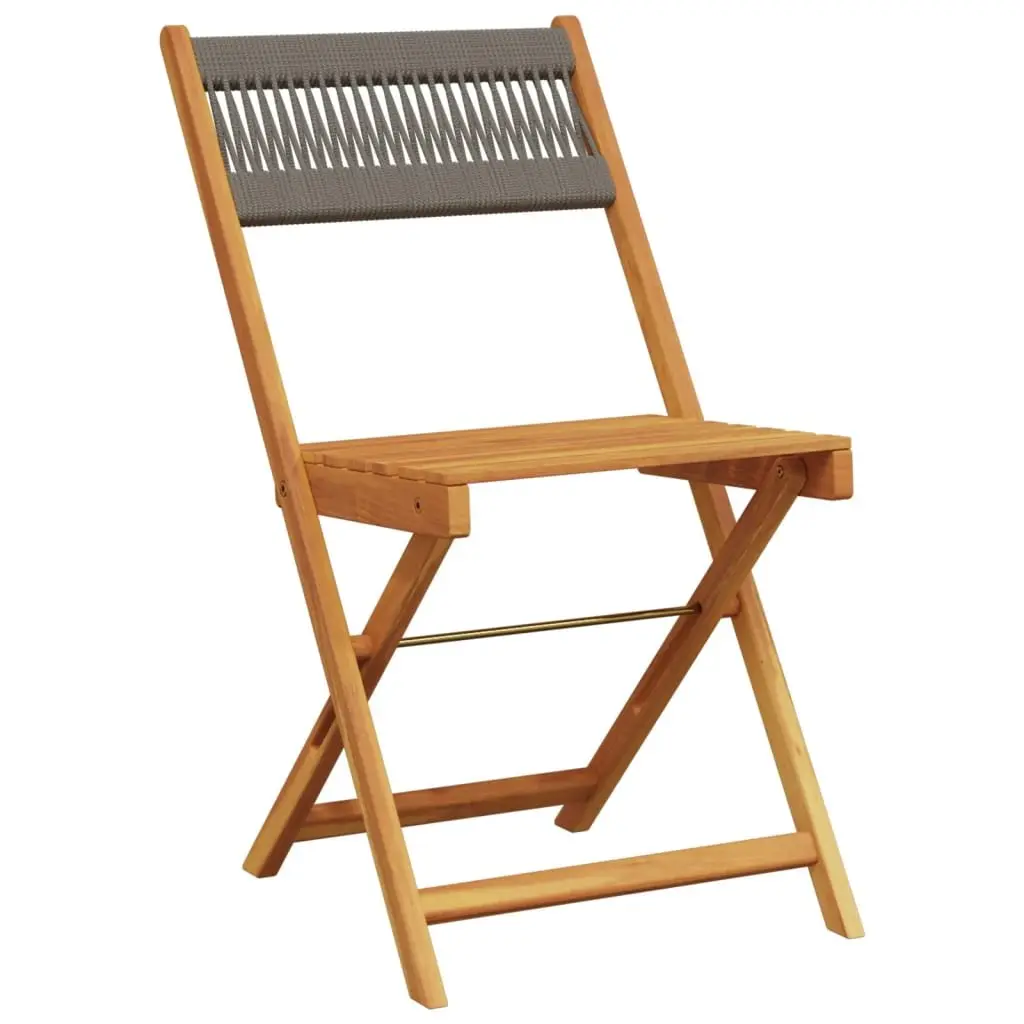 Folding Garden Chairs 4 pcs Grey Outdoor Seating Patio Furniture Acacia Wood