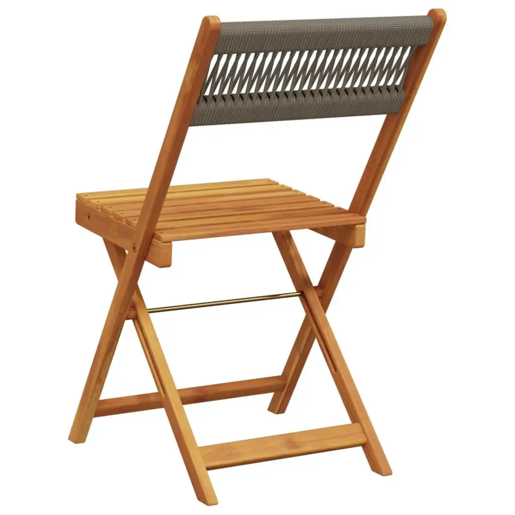 Folding Garden Chairs 4 pcs Grey Outdoor Seating Patio Furniture Acacia Wood