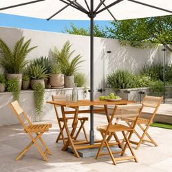 Folding Garden Chairs 4 pcs Beige Outdoor Seating Portable Patio Furniture Set