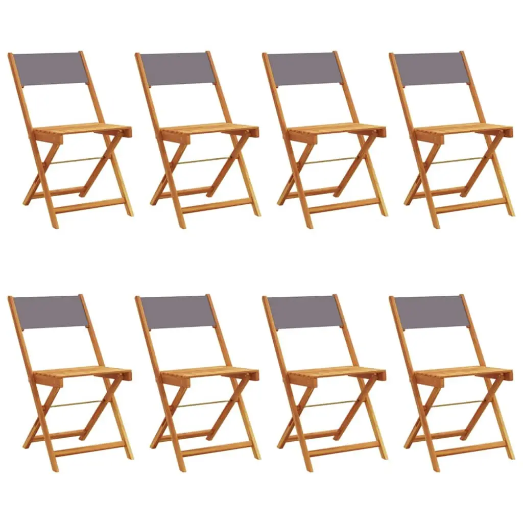 Folding Garden Chairs Set 8 pcs Anthracite Outdoor Seating Acacia Wood Portable
