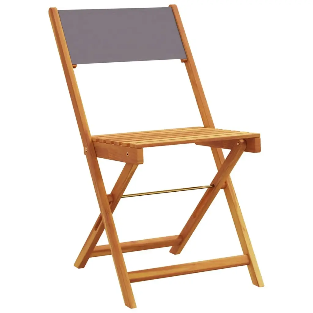 Folding Garden Chairs Set 8 pcs Anthracite Outdoor Seating Acacia Wood Portable