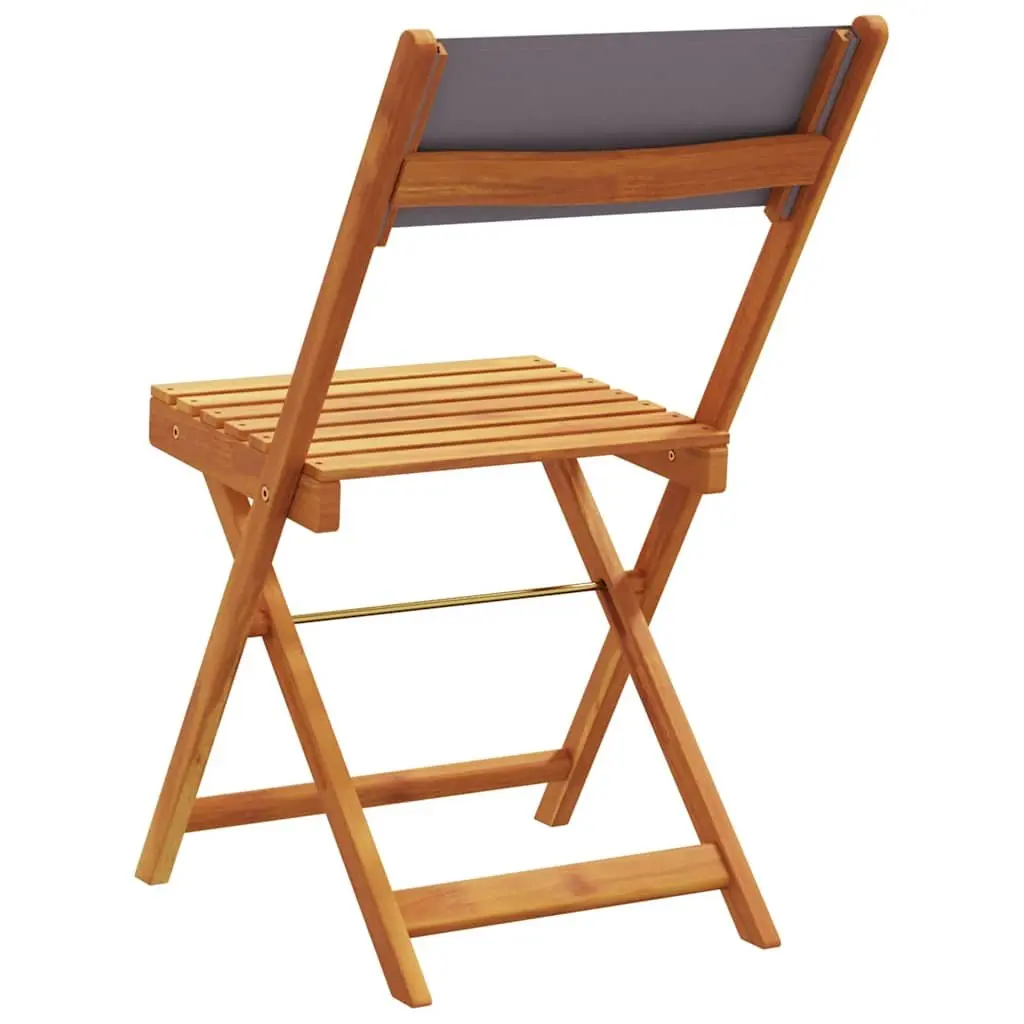 Folding Garden Chairs Set 8 pcs Anthracite Outdoor Seating Acacia Wood Portable