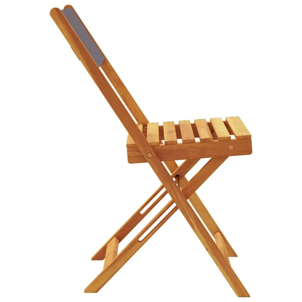 Folding Garden Chairs Set 8 pcs Anthracite Outdoor Seating Acacia Wood Portable