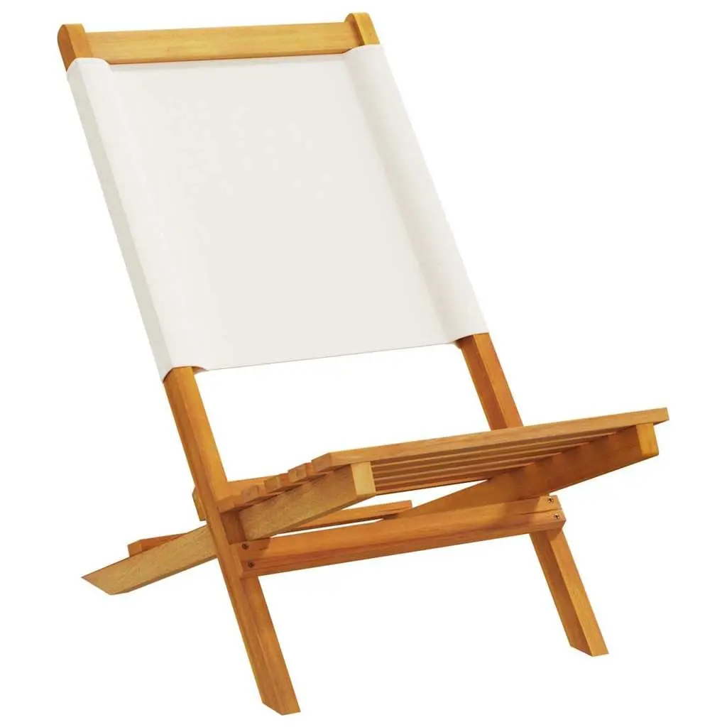 Folding Garden Chairs 6 Piece Set Outdoor Seating Wood White Fabric Patio