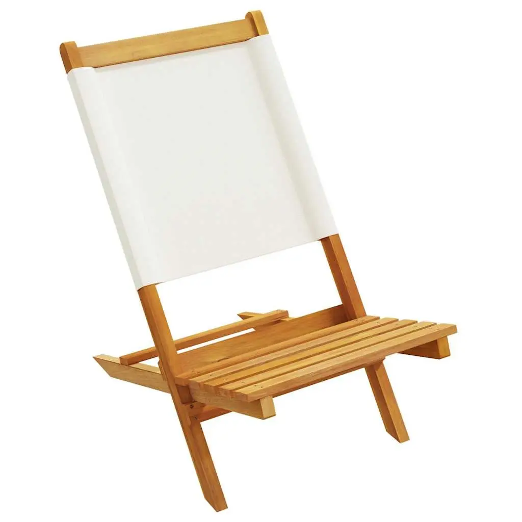 Folding Garden Chairs 6 Piece Set Outdoor Seating Wood White Fabric Patio