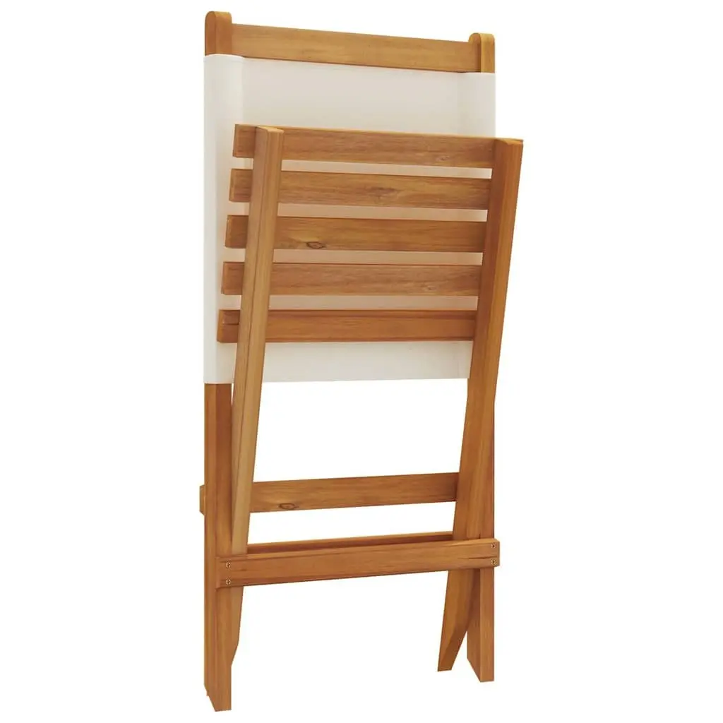 Folding Garden Chairs 6 Piece Set Outdoor Seating Wood White Fabric Patio