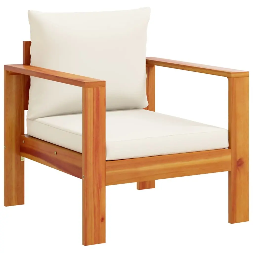 4 Piece Garden Sofa Set Solid Acacia Wood Outdoor Furniture Red Cushions