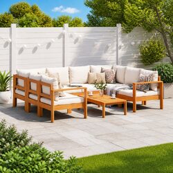 Garden Sofa Set 6 Piece Outdoor Furniture Patio Seating with Cushions Modular