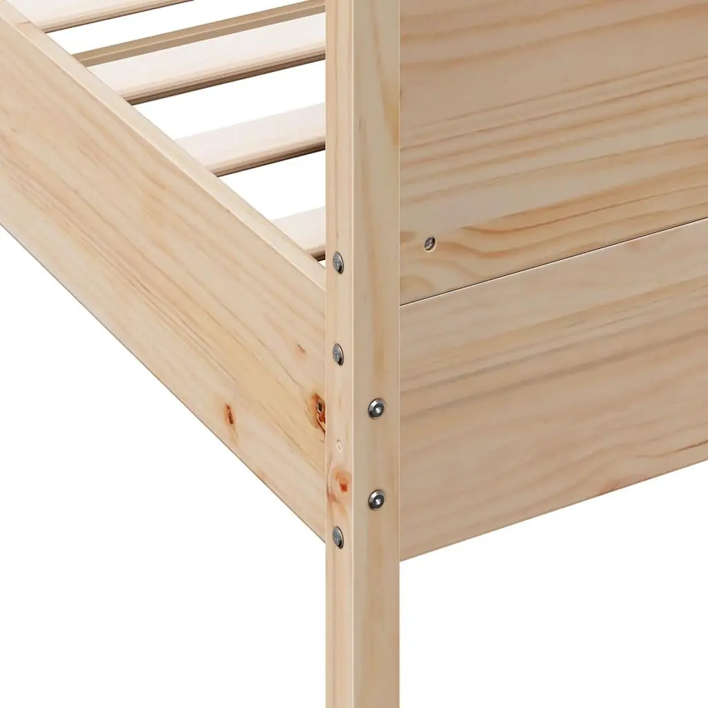 King Bed Frame Solid Pine Wood 183x203cm Brown Headboard Footboard Slatted Base