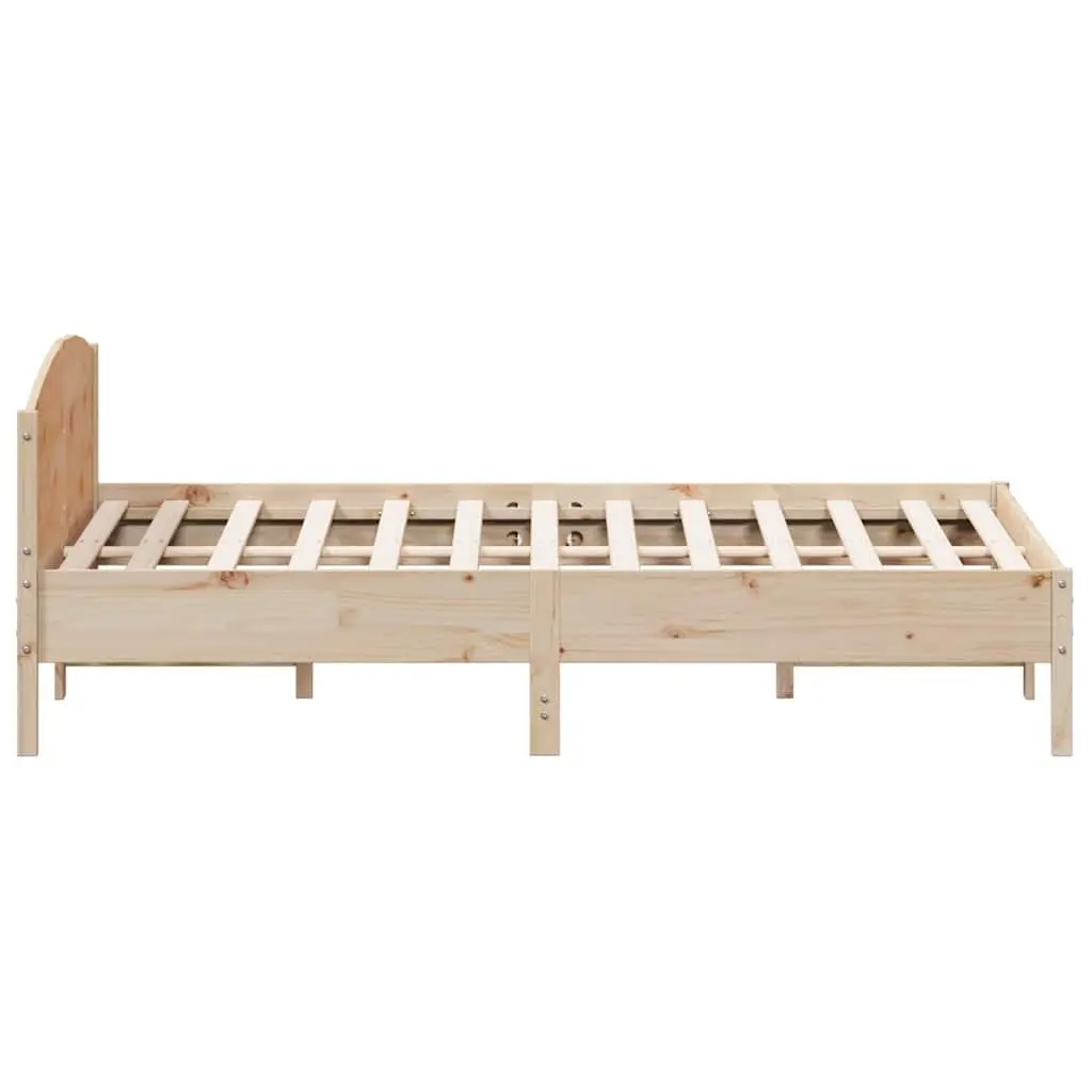 Bed Frame Solid Pine Wood Slatted Base King Size 183x203 cm Brown