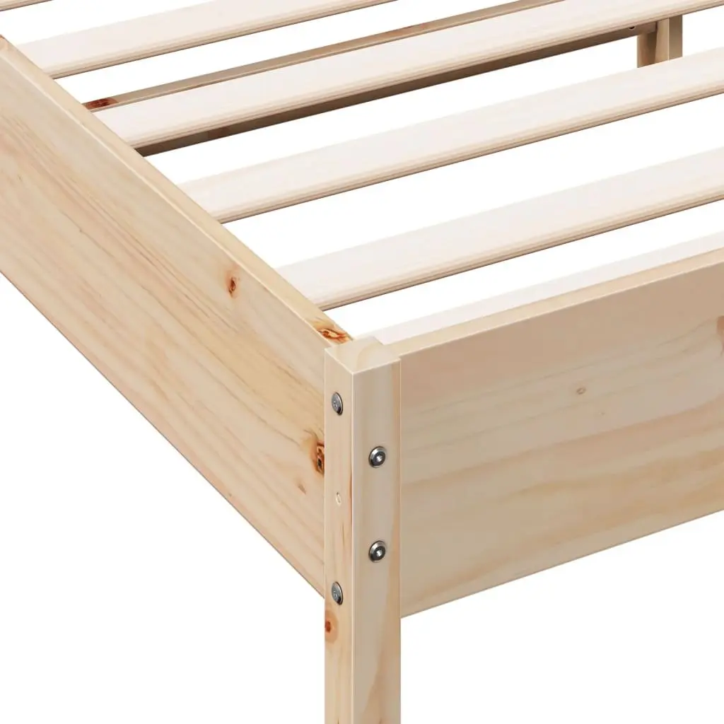 King Bed Frame Solid Pine Wood Slatted Base 183x203 cm Brown