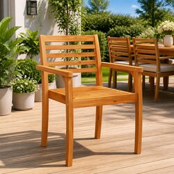 Outdoor Chairs 6 pcs Garden Patio Seating Brown Wooden Armchair Backrest