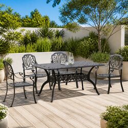 Outdoor Garden Dining Set 5 Piece Cast Aluminium Black Patio Furniture Table