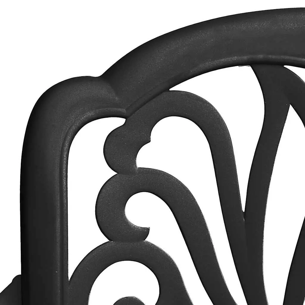 Garden Dining Set 5 Piece Black Cast Aluminium Outdoor Furniture Patio Table Chairs