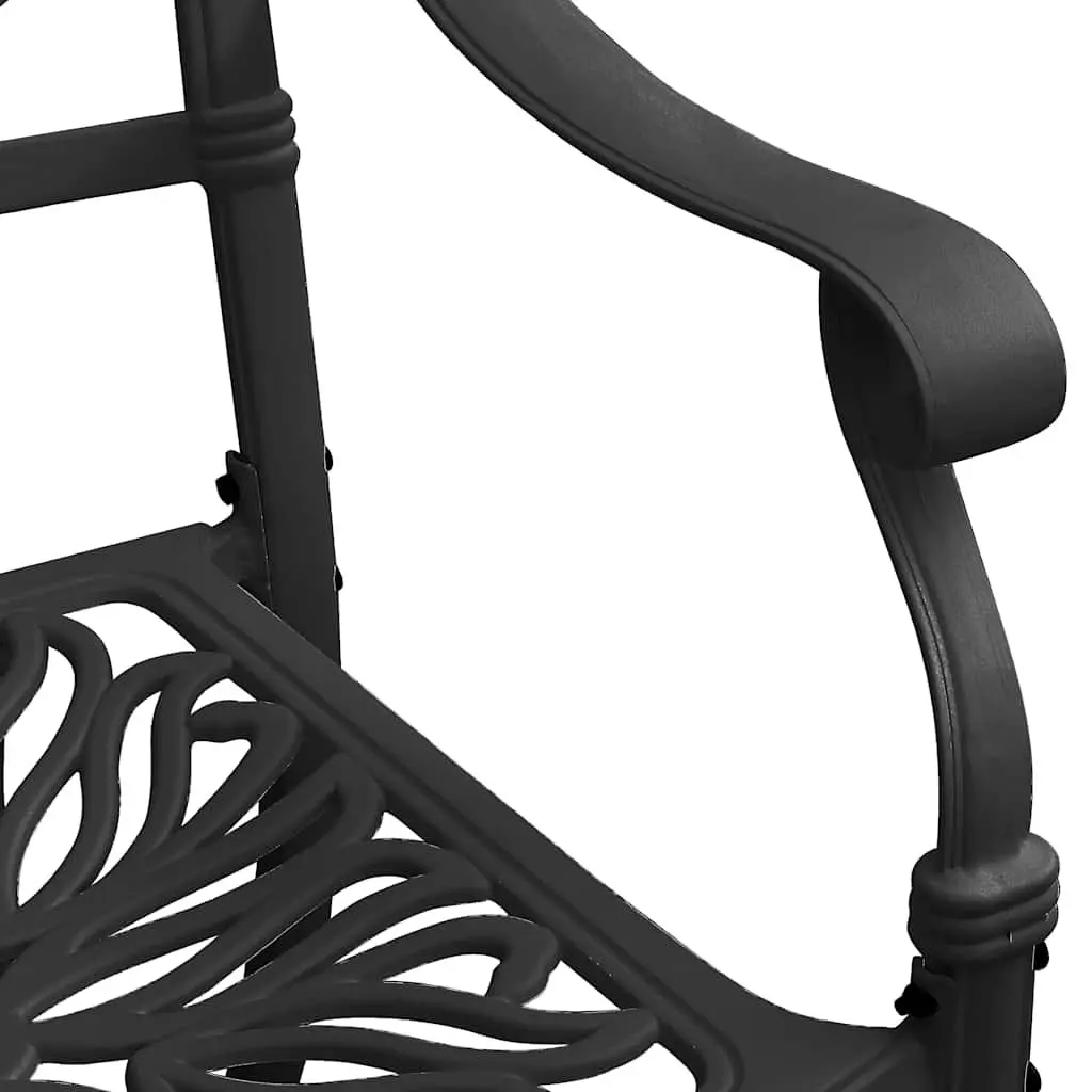 Garden Dining Set 5 Piece Black Cast Aluminium Outdoor Furniture Patio Table Chairs