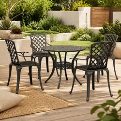 Garden Dining Set 5 Piece Outdoor Patio Furniture Brown Cast Aluminium Table