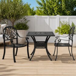 3 Piece Bistro Set Outdoor Garden Patio Furniture Table Chairs Black Seating