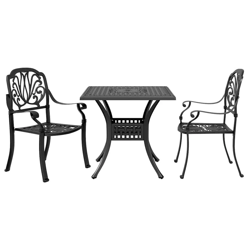 3 Piece Bistro Set Outdoor Garden Patio Furniture Table Chairs Black Seating