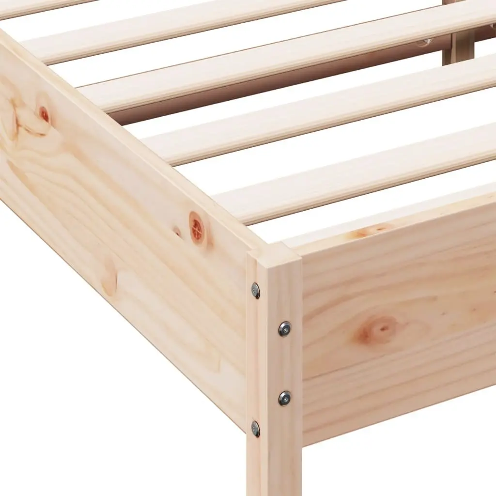 Bed Frame Solid Wood Pine Slatted Base 183x203cm Brown