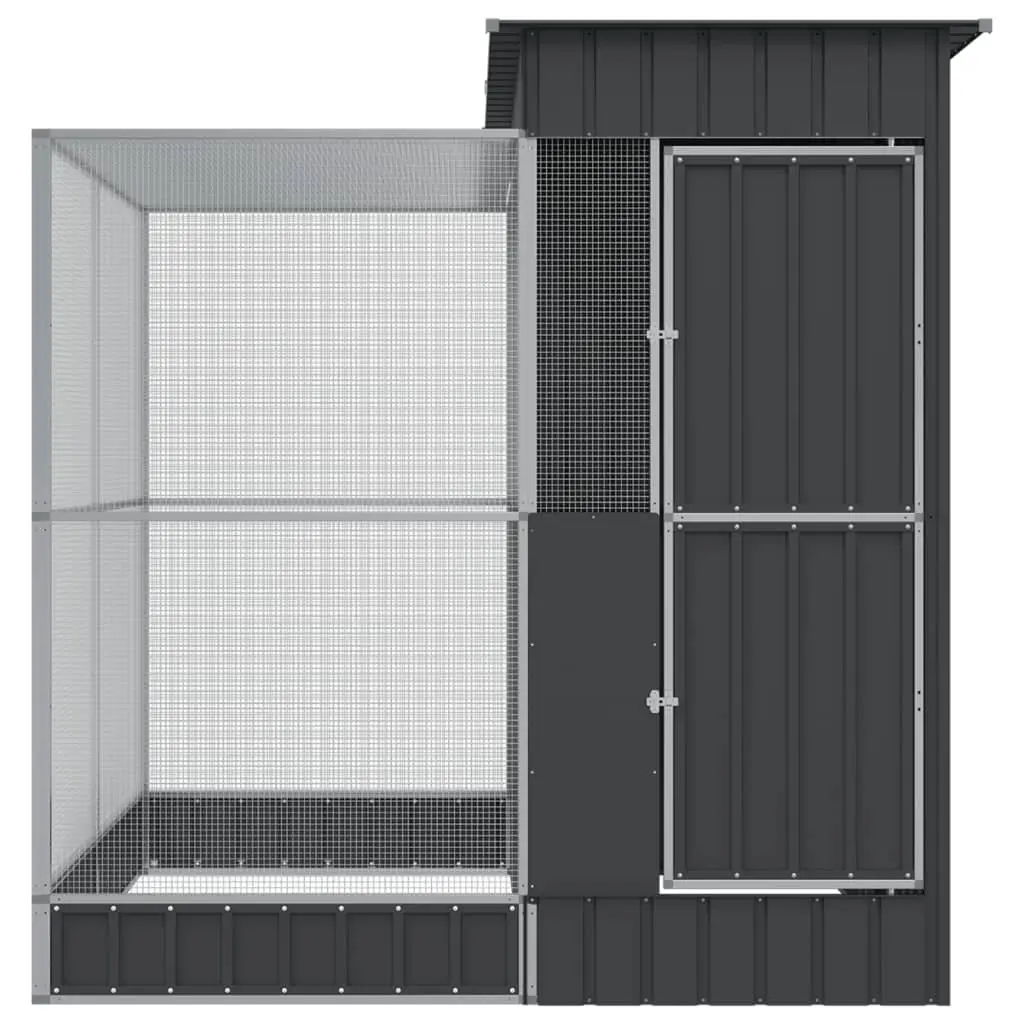 Steel Aviary with Extension Spacious Silver 209x203x216cm Outdoor Bird Cage