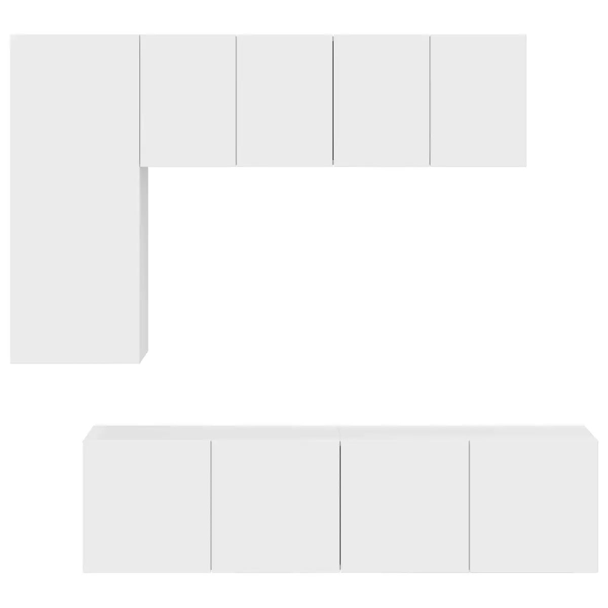 TV Wall Unit 5 Piece White Floating Shelves Storage Cabinet