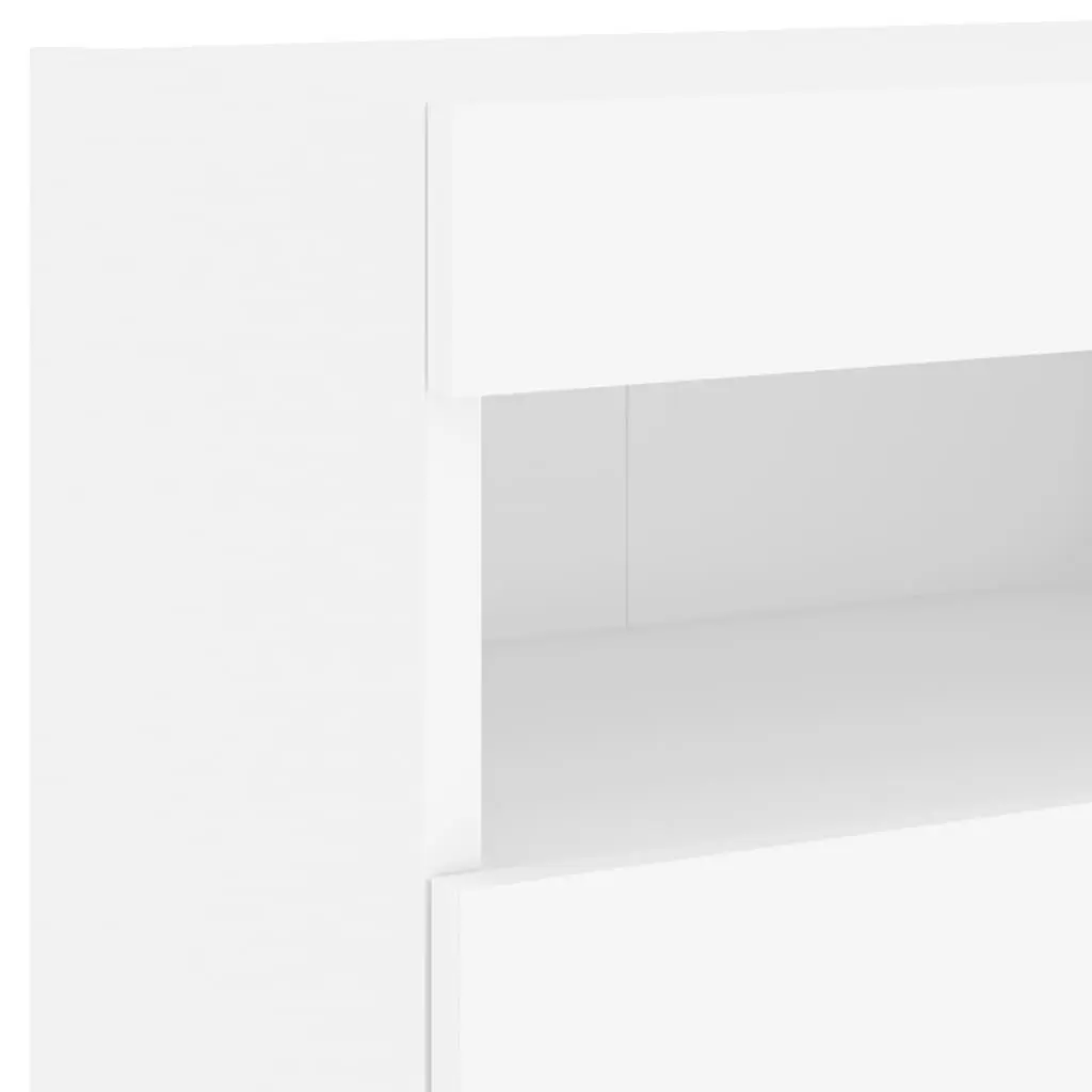 TV Wall Cabinet Set 7 Piece White Floating Storage Unit with RGB LED Lights