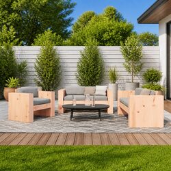 2 Piece Garden Lounge Set Outdoor Patio Furniture Solid Wood Armrest Backrest