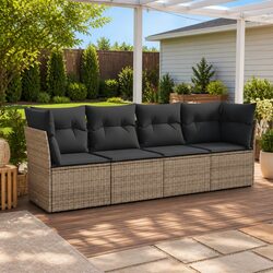 Garden Sofa Set 4 Piece Outdoor Furniture Patio Seating Grey with Cushions