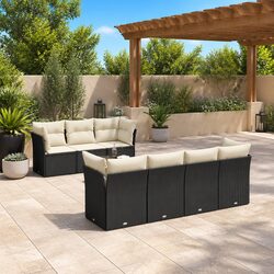 Garden Sofa Set 8 Piece Outdoor Furniture Patio Lounge with Cushions Black