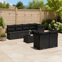 Garden Sofa Set 8 Piece Outdoor Furniture Patio Seating Black Poly Rattan