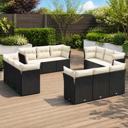 Garden Sofa Set 12 Piece Outdoor Furniture Patio Black Rattan Cushions Modular