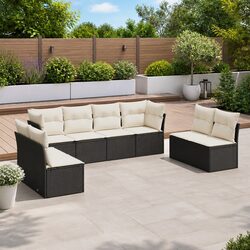 Garden Sofa Set 8 Piece Outdoor Furniture Patio Seating Black Modular with