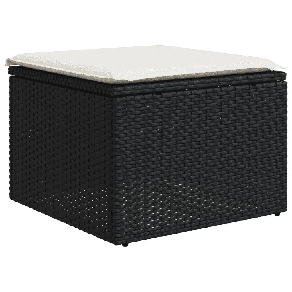 6 Piece Outdoor Garden Sofa Set with Cushions Black Poly Rattan Patio Furniture