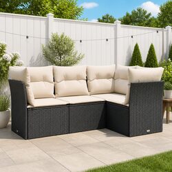 Garden Sofa Set 4 Piece Outdoor Furniture Patio Seating Black with Cushions