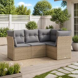 Garden Sofa Set 4 Piece Outdoor Furniture Patio Beige with Cushions Modular