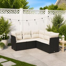 Garden Sofa Set 5 Piece Outdoor Furniture Patio Lounge Black Poly Rattan with
