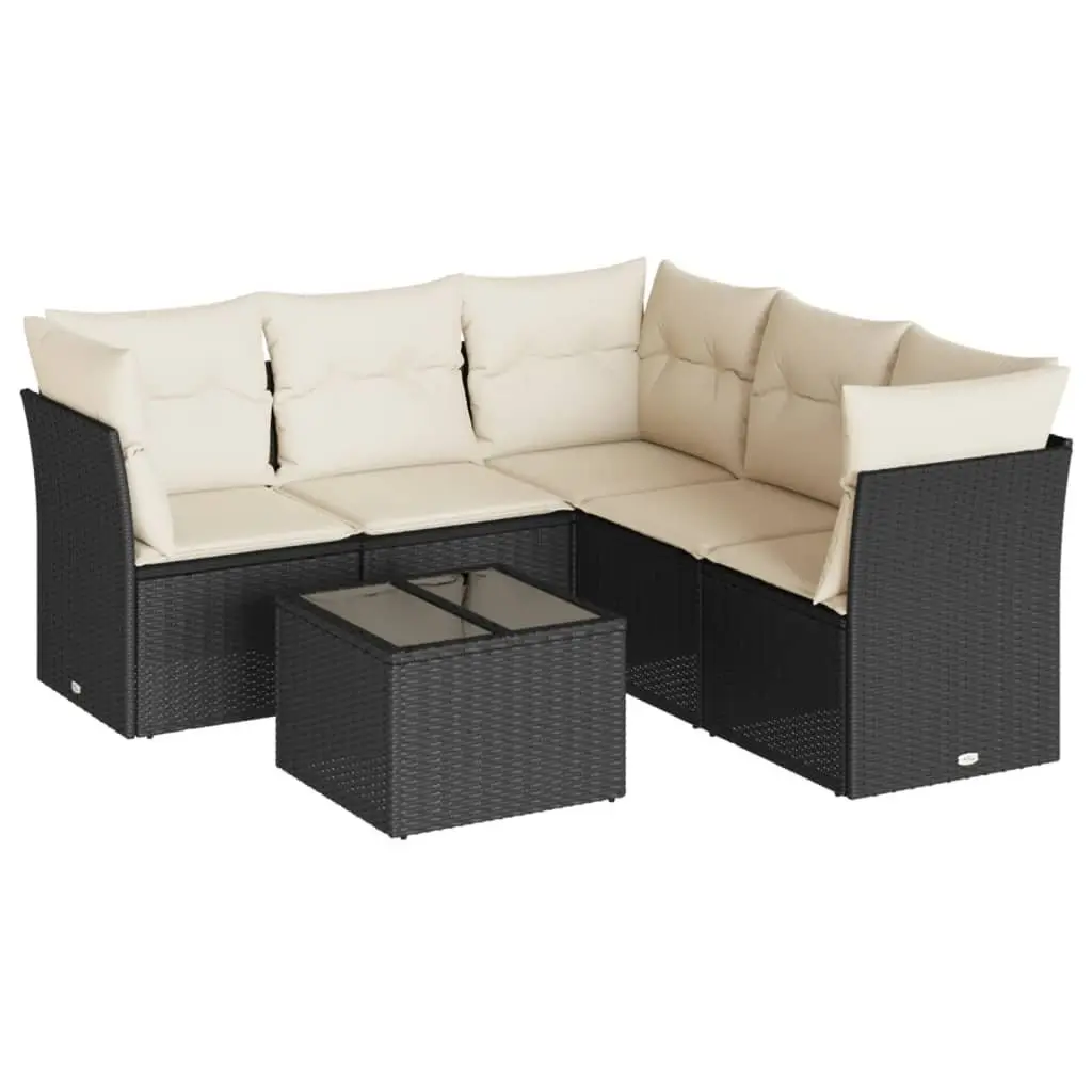 Garden Sofa Set 6 Piece Outdoor Furniture Black Rattan Patio Sectional