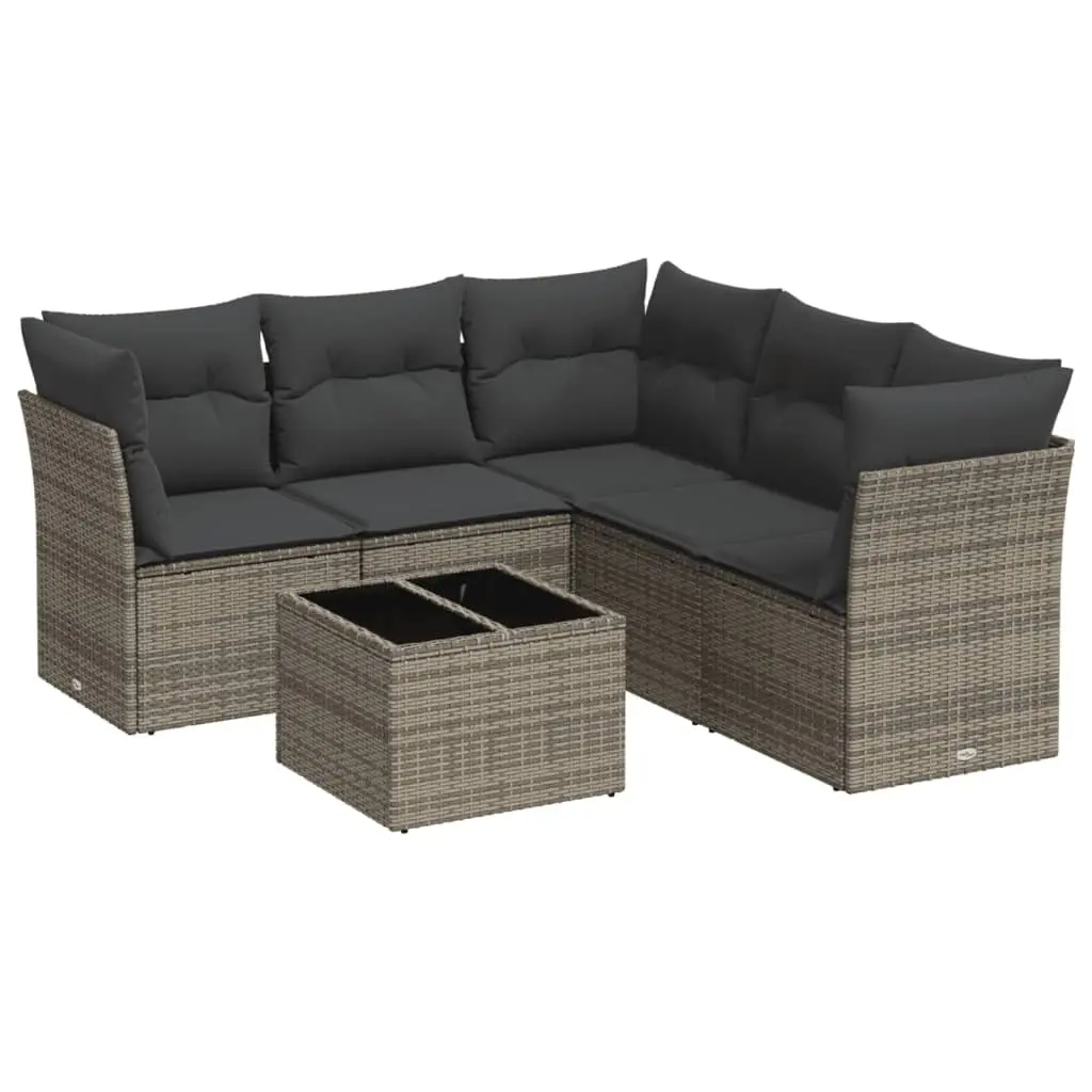 6 Piece Garden Sofa Set with Cushions Grey Outdoor Patio Furniture